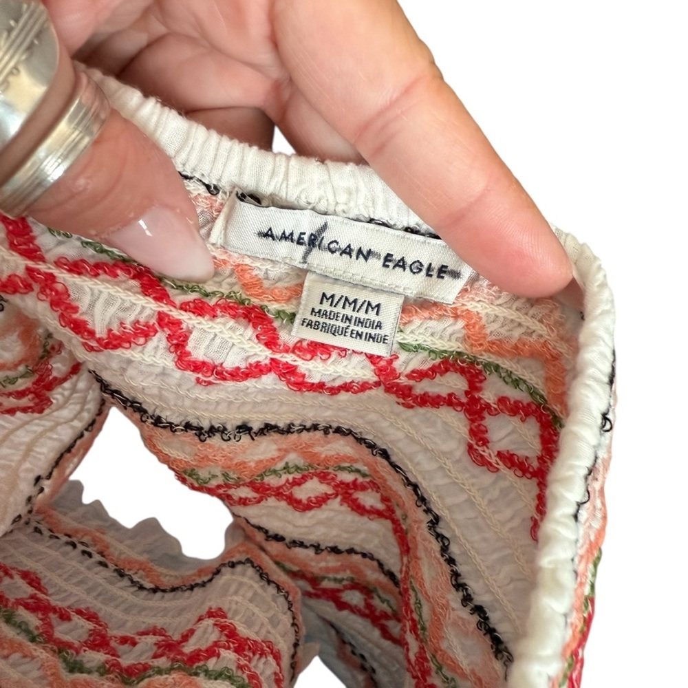 American Eagle Woven Crochet Halter Crop Top - Picture 6 of 6
